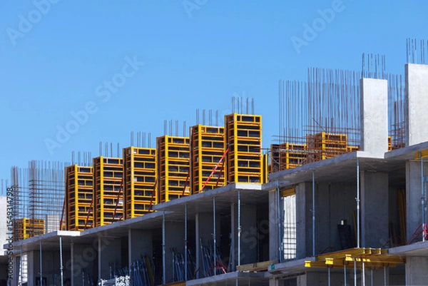 Fototapeta Panel Formwork for pouring load-bearing reinforced concrete columns.