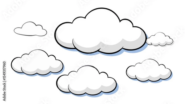 Obraz Cartoon clouds illustration set for design