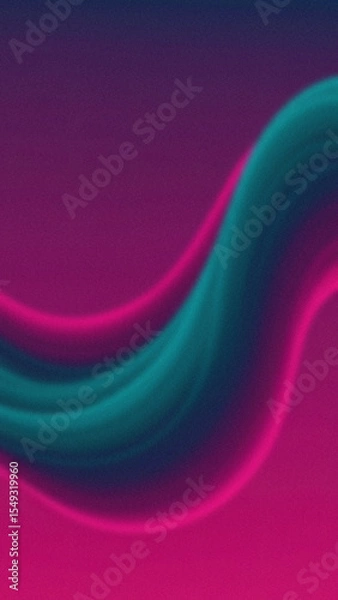 Obraz Wavy teal and magenta ribbon like pattern across a gradient dark blue and pink textured background