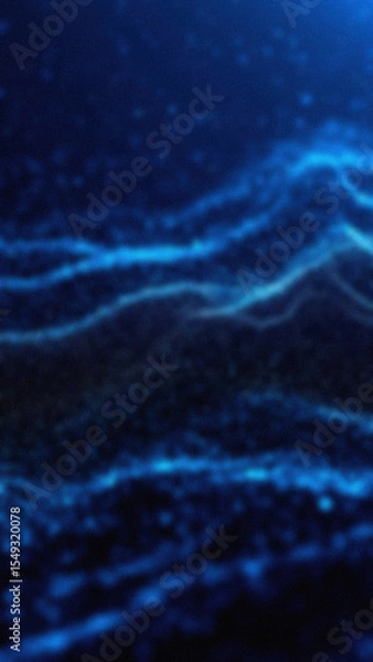 Obraz Dark blue abstract background featuring blurred wavy lines and scattered light points showing a textured gradient effect