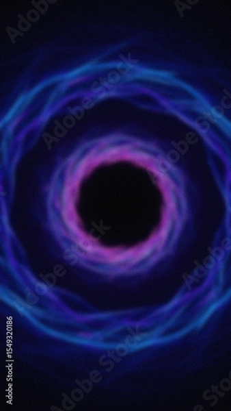 Obraz Abstract dark background showing a swirl of blue and purple light encircling a central black void