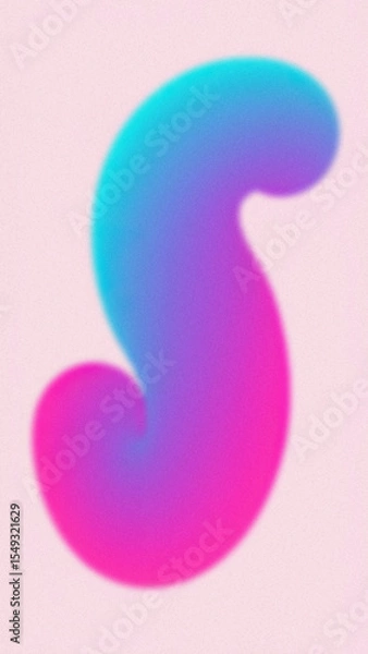 Obraz Blurred S Shaped figure gradient from blue to pink on a light pink textured background