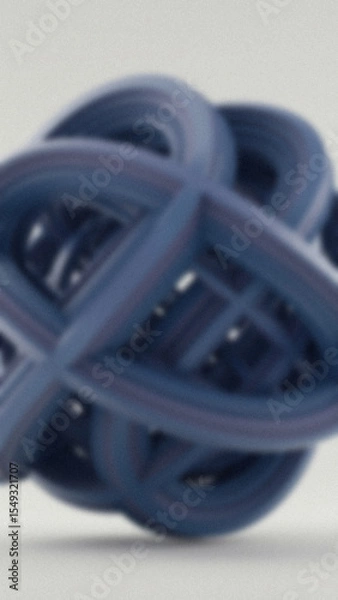 Obraz Blurred view of an abstract geometric form composed of interconnected blue tubes against a soft white background