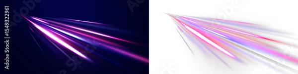 Obraz Futuristic Neon Road Curve Wavy Vector Line with Vortex Twirl Effect, Blue and Red Background, Speed Movement in Wool Like World Illustration with Annotation