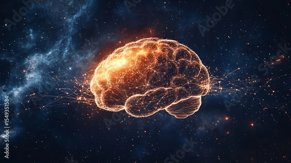 Obraz Illuminated Brain in Cosmic Space