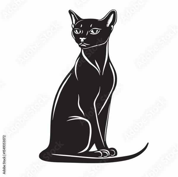Obraz Abyssinian Cat Vector. Simple And Adorable Illustration Of Abyssinian Cat Sitting In Side View image vector