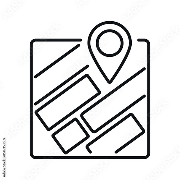 Fototapeta Map with GPS pin line vector icon