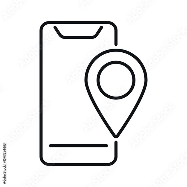 Fototapeta Phone with GPS pin line vector icon