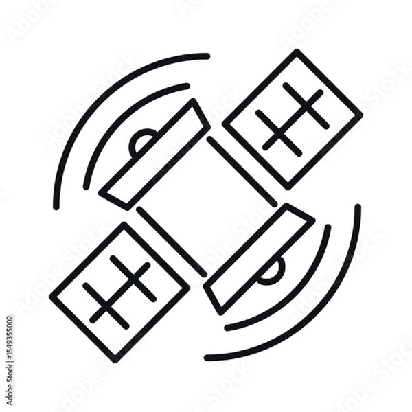 Fototapeta Space GPS navigation satellite line vector icon
