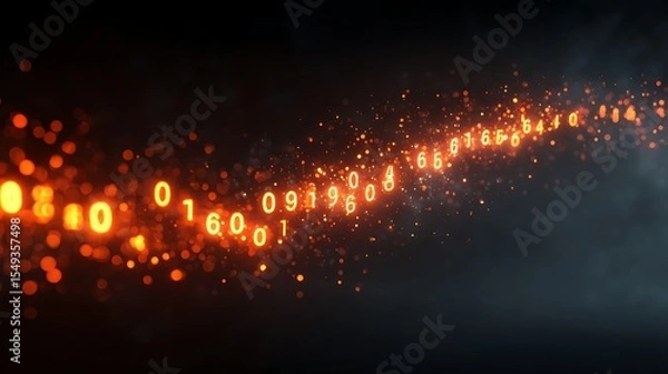 Obraz Glowing Number Stream in Dark Abstract Background
