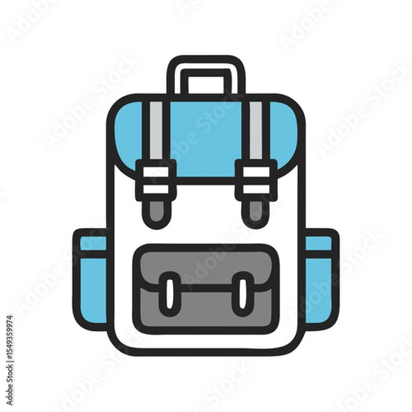 Obraz Blue and grey backpack design on a white background 