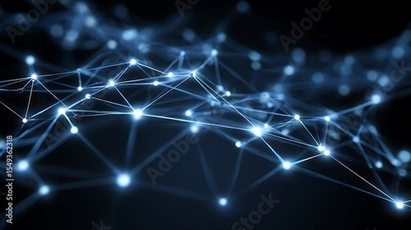 Fototapeta Network Connection Abstract Blue Light Background