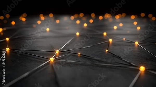 Fototapeta Network of Glowing Dots Connected by Lines