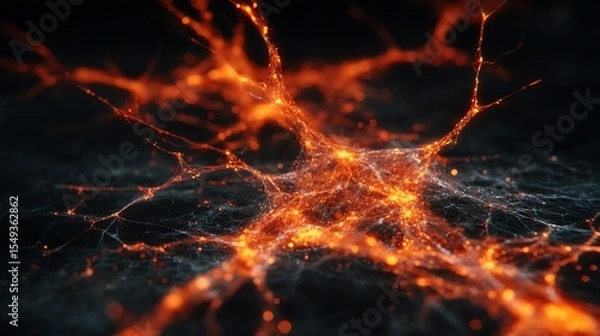 Fototapeta Network of Glowing Lines on Dark Background
