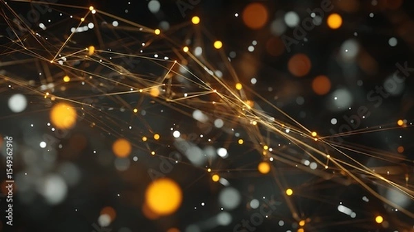Fototapeta Network of Golden Lines and Dots