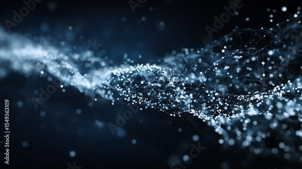 Fototapeta Network of White Dots Connected by Lines on Dark Background