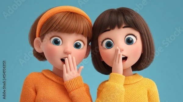 Obraz 3D illustration of children learning and studying together