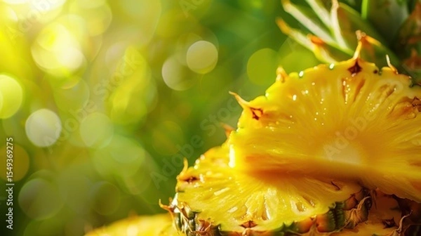 Obraz Fresh pineapple on a bright colorful background, tropical exotic fruit.