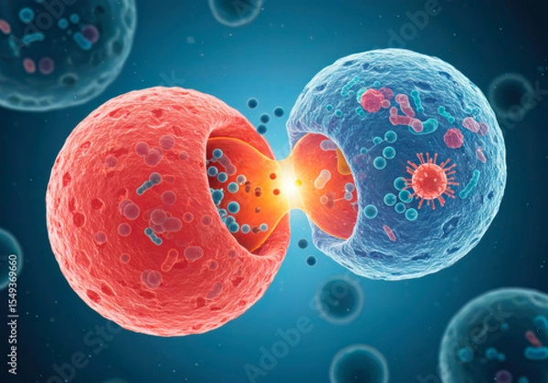 Obraz 2016 Nobel Prize: Autophagy's Cellular Cleanup ? A 3D view of lysosome-autophagosome fusion, degrading microbes and cellular debris.
