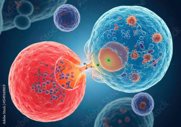 Obraz Microbial and Molecular Degradation via Autophagy: A 3D illustration explaining the 2016 Nobel Prize in Physiology or Medicine.