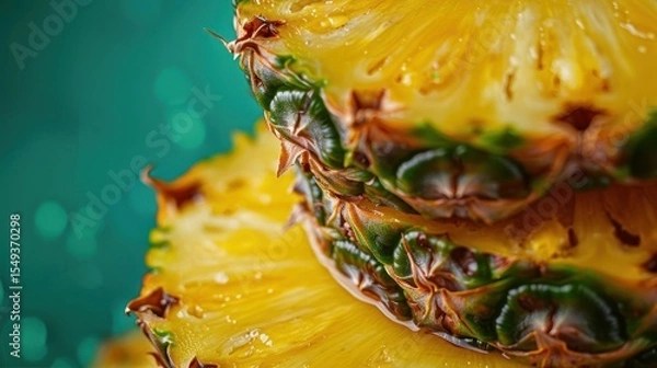 Obraz Fresh pineapple on a bright colorful background, tropical exotic fruit.