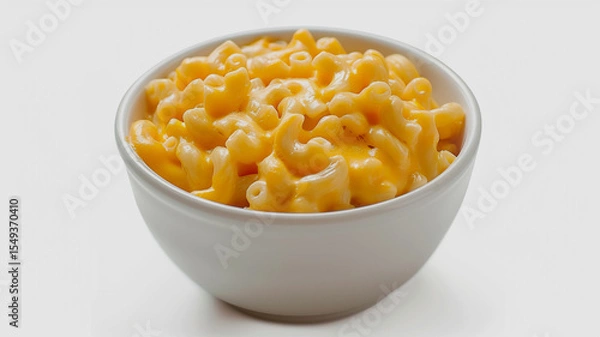 Obraz Creamy mac and cheese in a white bowl against a clean white background
