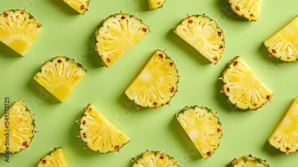 Obraz Fresh pineapple on a bright colorful background, tropical exotic fruit.