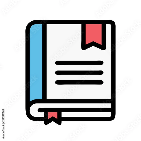 Obraz Closed book with blue cover and red bookmarks on a white background
