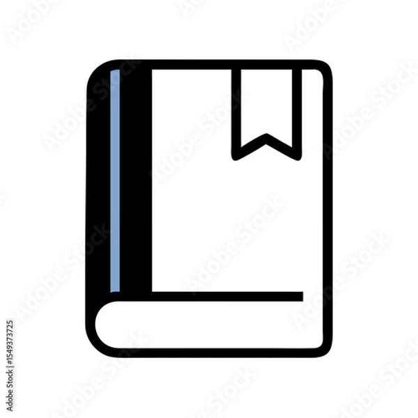 Obraz Closed book with blue spine and bookmark on a white background 
