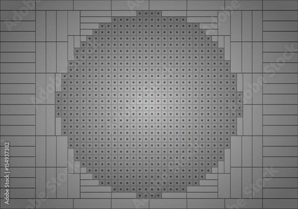 Obraz Gray technological background with tiles, Reactor cover, vector illustration