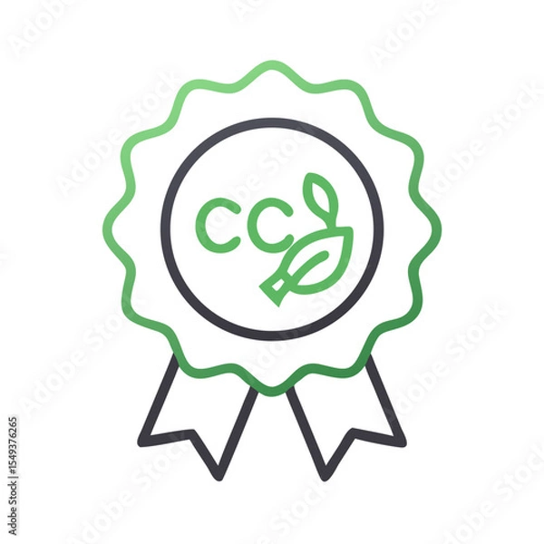 Obraz Green eco certificate badge with leaves on a white background
