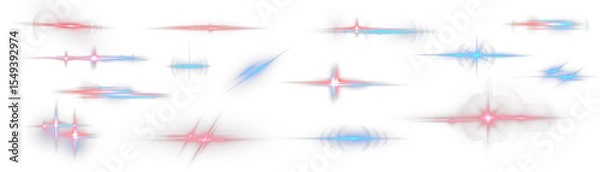 Obraz Abstract light explosion with fast energy movement – blue and red vector illustration featuring glowing lens flare effect and dynamic transparent speed lines in futuristic style png