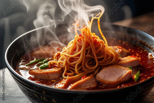 Obraz spaghetti with tomato sauce and vegetables