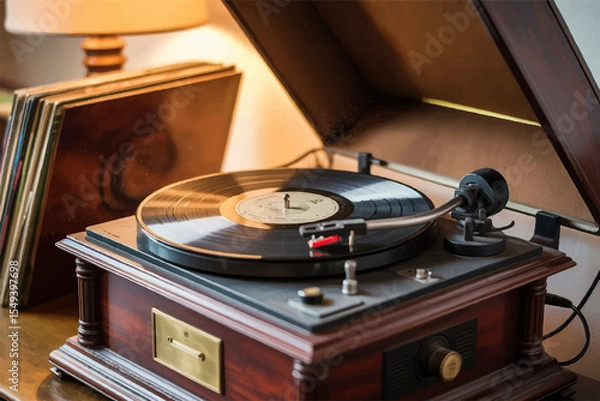 Obraz old gramophone on white background