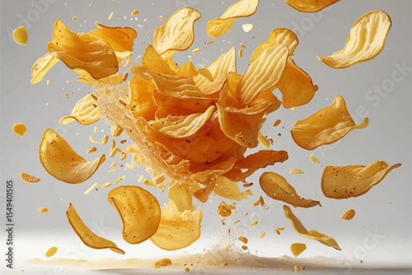 Obraz Closeup of Scattered Potato Chips