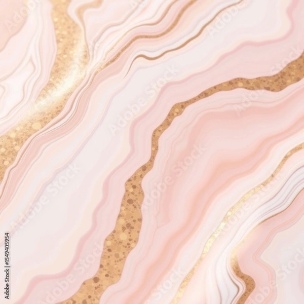 Fototapeta Background, liquid marble, gold and pink. AI generative
