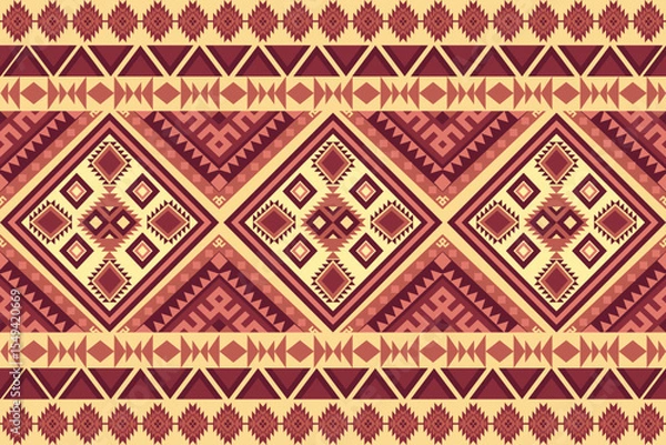 Fototapeta Yellow , Brown,Red Brown , and cream ethnic boho seamless pattern. Native American, Navajo pattern, tribal vector texture. Aztec ornament.
Design for black ground , curtains, blankets and wallpaper