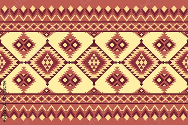 Fototapeta Yellow , Brown,Red Brown , and cream ethnic boho seamless pattern. Native American, Navajo pattern, tribal vector texture. Aztec ornament.
Design for black ground , curtains, blankets and wallpaper 