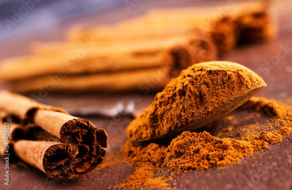 Obraz cinnamon powder on a table