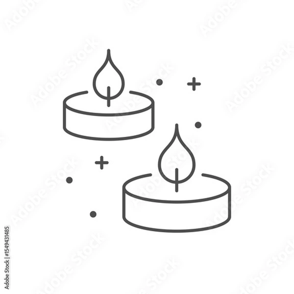 Obraz Tea candles line outline icon
