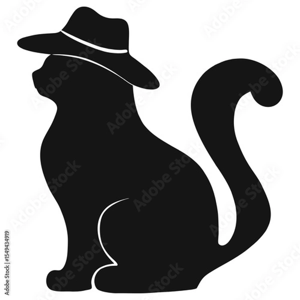 Obraz a cat is wearing a beautiful hat vector graphics art design