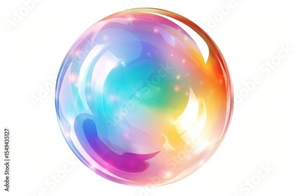 Obraz Rainbow sphere bubble white background.