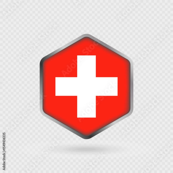 Fototapeta Switzerland Flag Icon in Hexagon Shape.