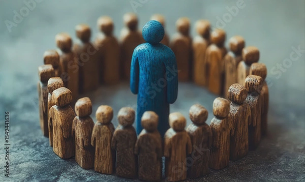 Fototapeta A single person surrounded by a group