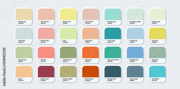 Obraz Summer colors Palette. Fashion color trend vibes. Color palette forecast of the future shades