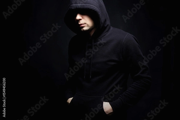 Obraz Person in Hood. Man or Boy in a hooded sweatshirt