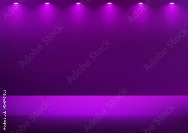 Fototapeta Empty purple studio room background space for selling products on the website. Empty room with spotlight effect. Vector illustration.