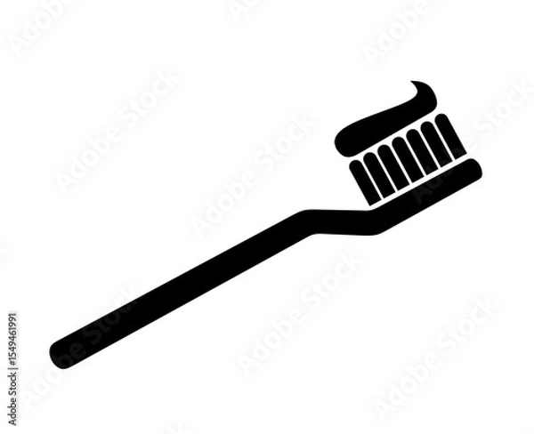 Obraz toothbrush icon vector with toothpaste on white background