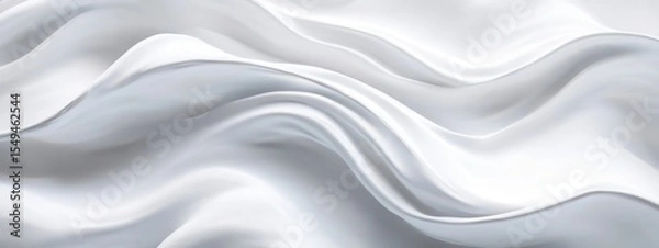 Fototapeta Flowing White Satin Fabric Creating Gentle Curves and Waves in Soft Light for Elegant Background or Textile Design