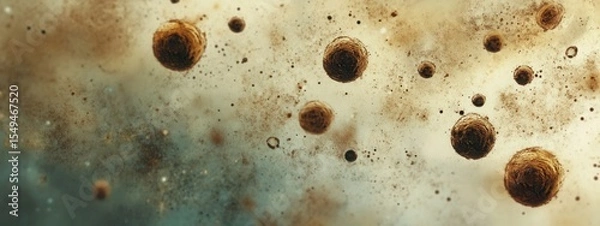 Fototapeta Abstract cosmic background with floating particles in space showcasing a blend of warm and cool colors for science fiction themes